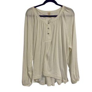 Free People We the Free Acadia Henley Top Off White Size M‎